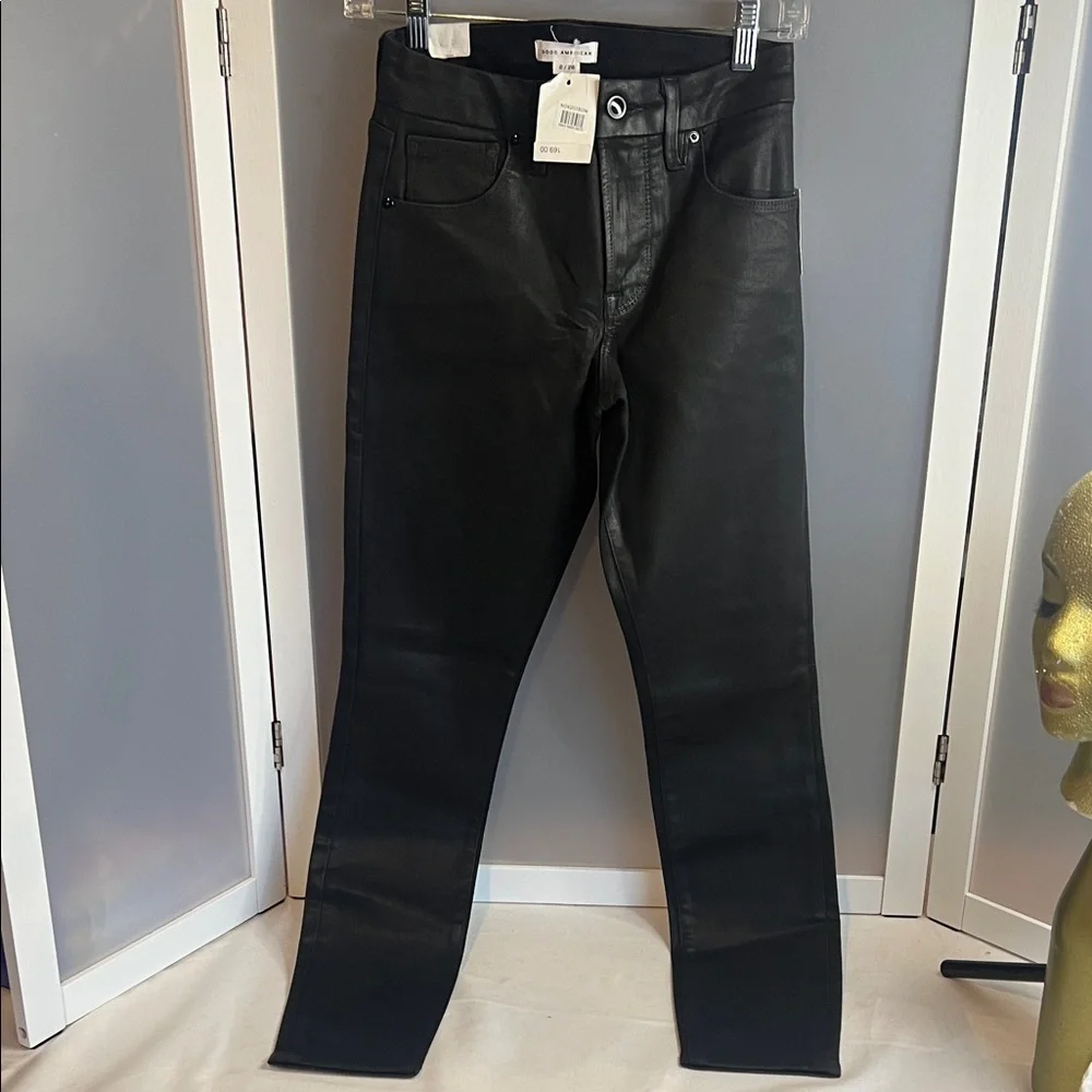 Good American Black Skinny Faux Leather Pants